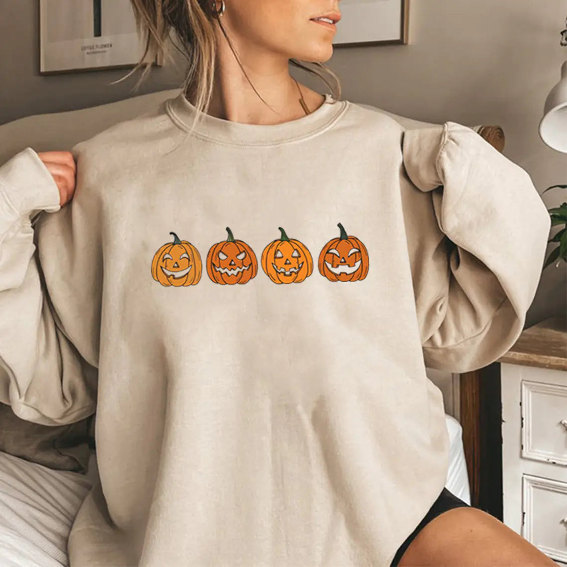 Halloween Evil Pumpkin Head Funny Printed Hoodie 2025